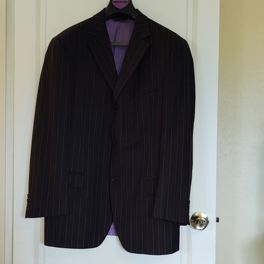 Brown pinstripe Earvin Magic Johnson men's suit